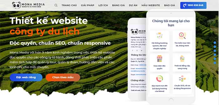 Thiết kế website du lịch Mona Media