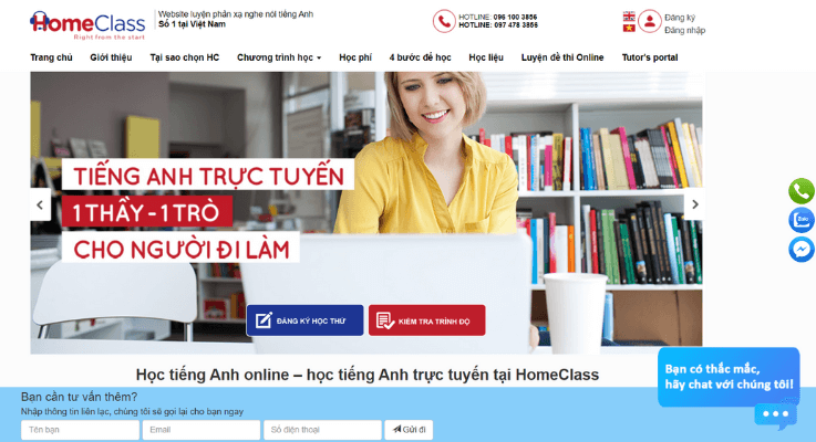 Website học tiếng Anh tại HomeClass